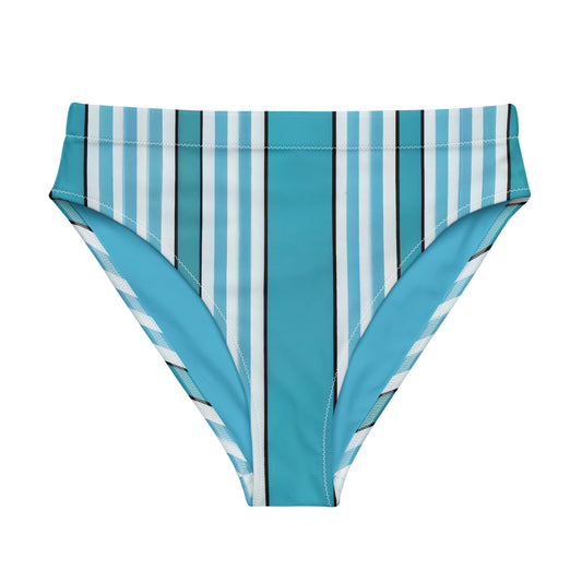 Turquoise Linear Luxe High-Waisted Bikini Botton - Mila Beachwear