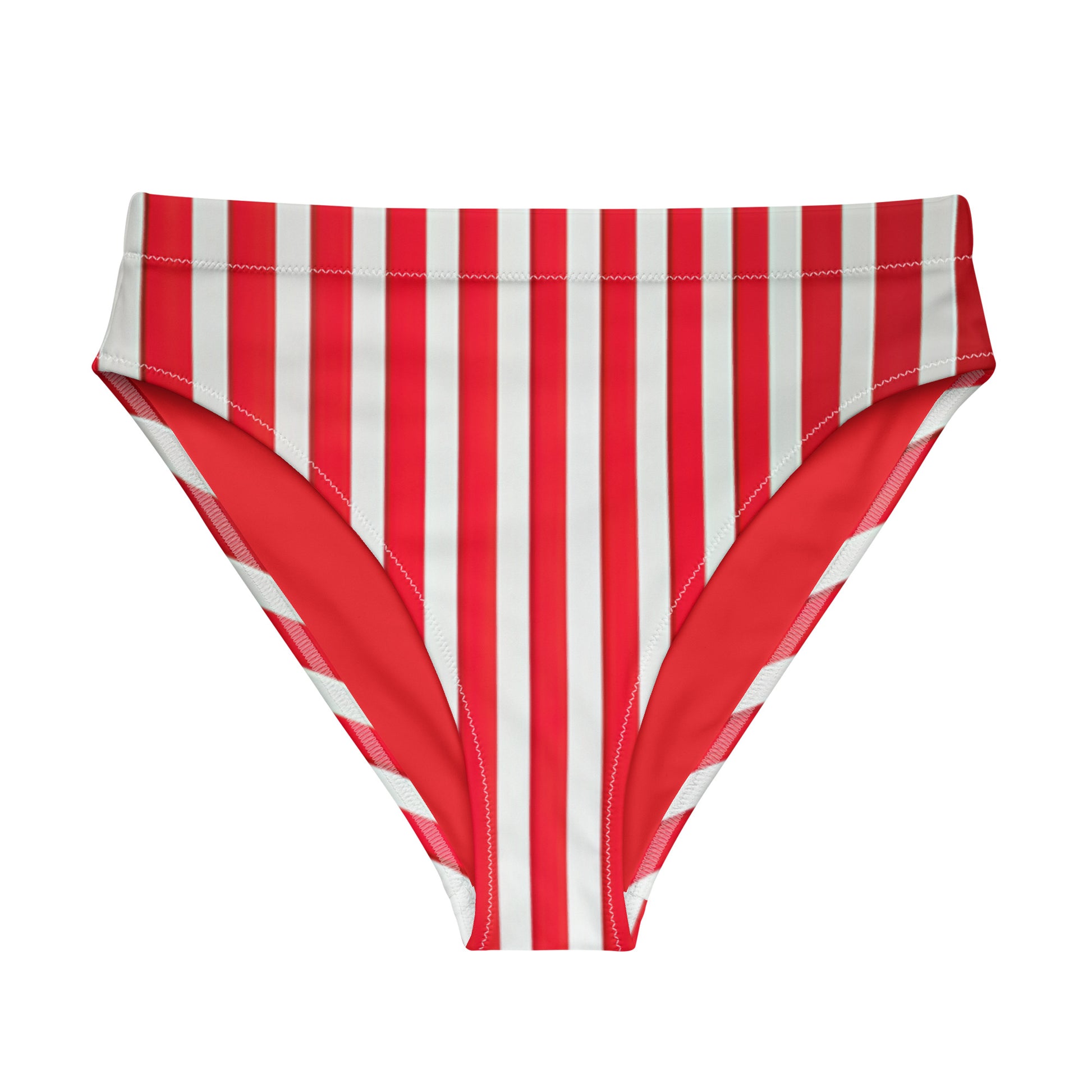 Red Linear Luxe High-Waisted Bikini Bottom - Mila Beachwear