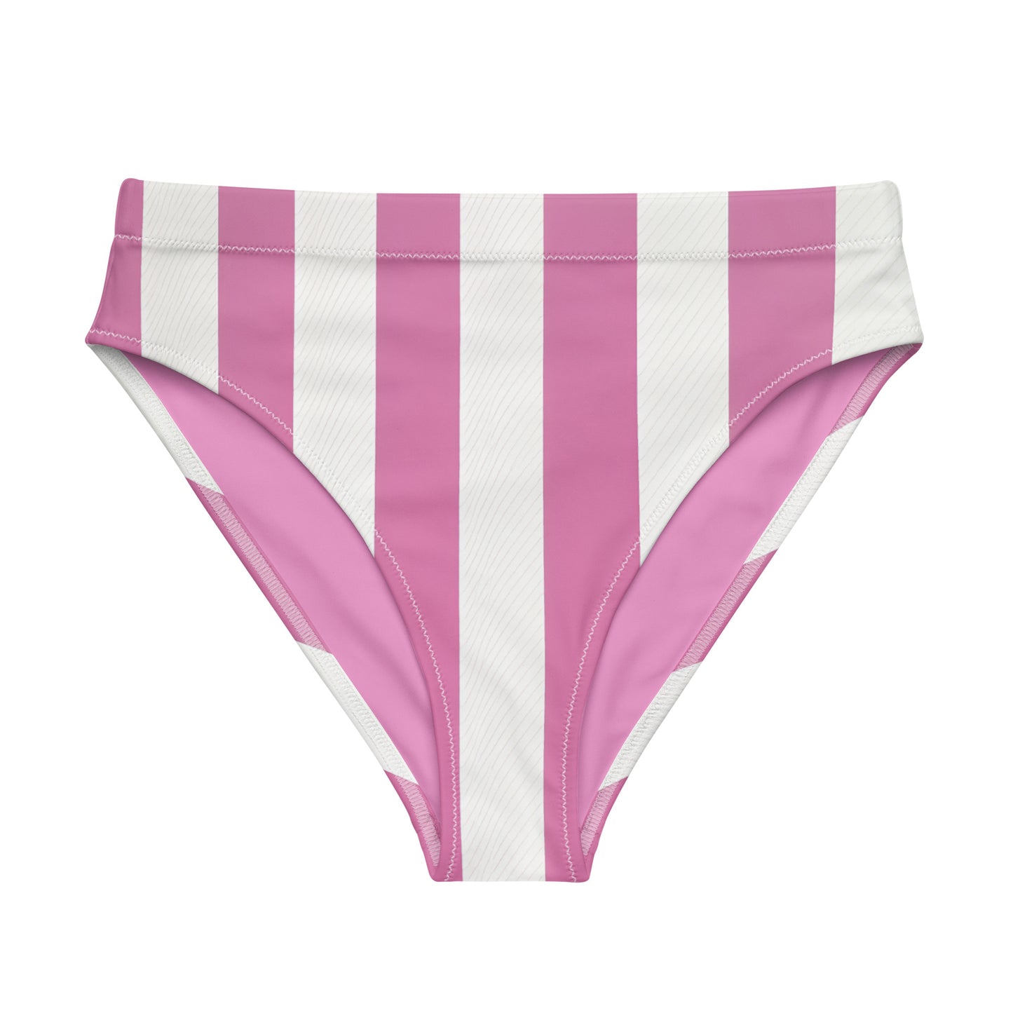 Pink linear Luxe High-Waisted Bikini Bottom - Mila Beachwear