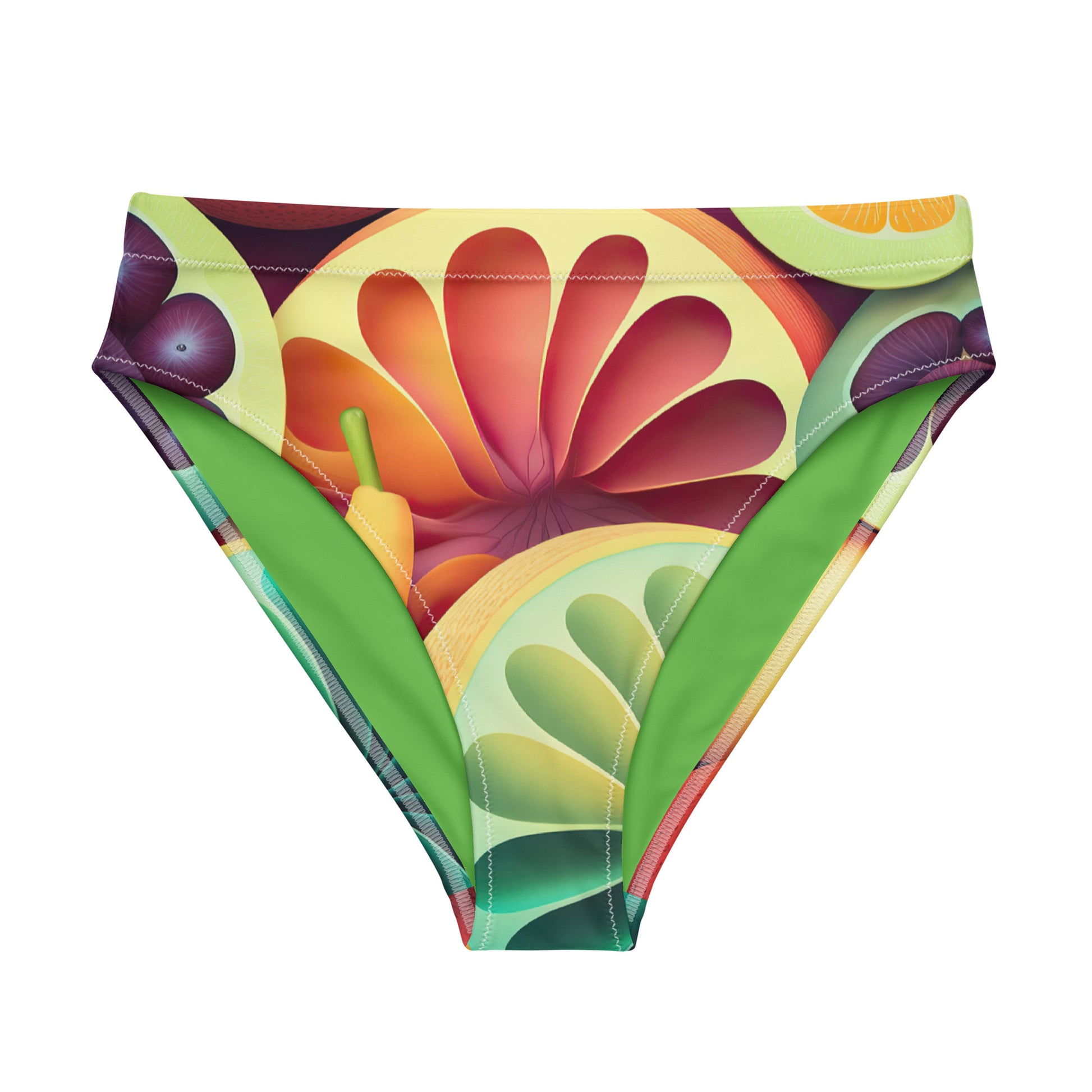 Tropical Fruit High-Waisted Bikini Bottom - Mila Beachwear