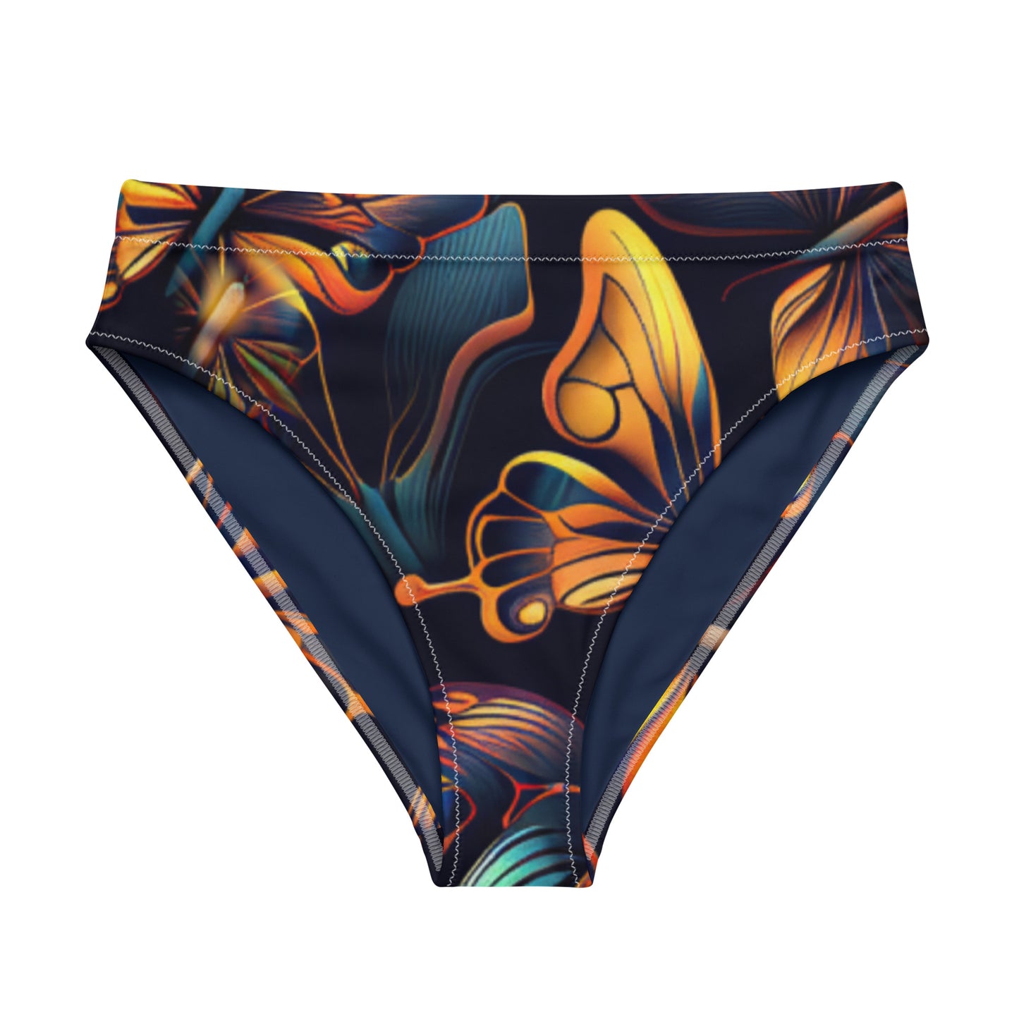 Psychedelic Butterflies High- Waisted Bikini Bottom - Mila Beachwear