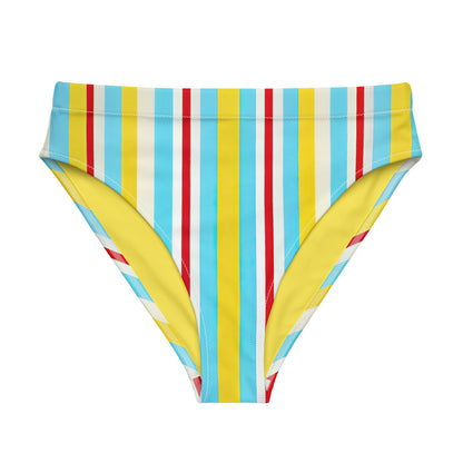 Color Block Linear Luxe High-Waisted Bikini Bottom - Mila Beachwear