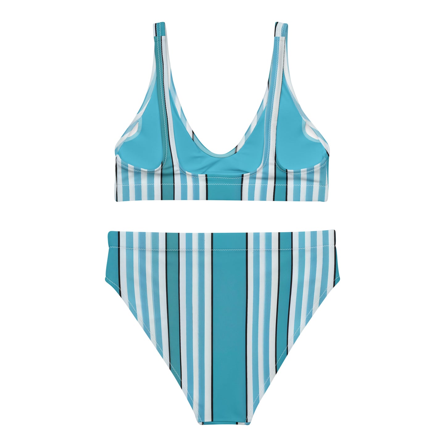 Turquoise Linear Luxe High-Waisted Bikini 2 Pieces - Mila Beachwear