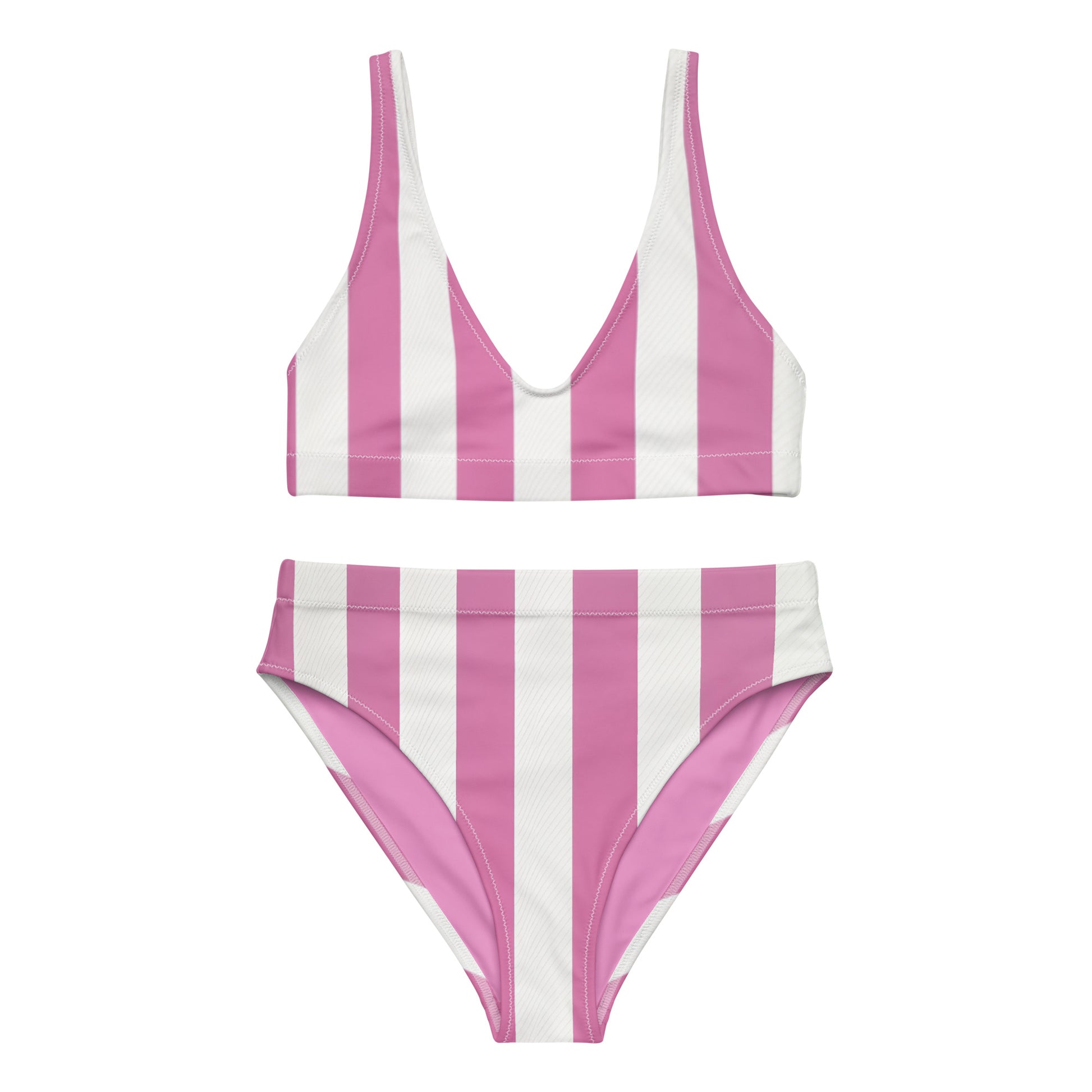 Pink Linear Luxe High-Waisted Bikini 2 Pieces - Mila Beachwear