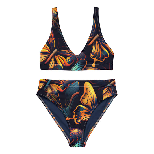 Pyschedelic Butterflies High-Waisted Bikini 2 Pieces - Mila Beachwear