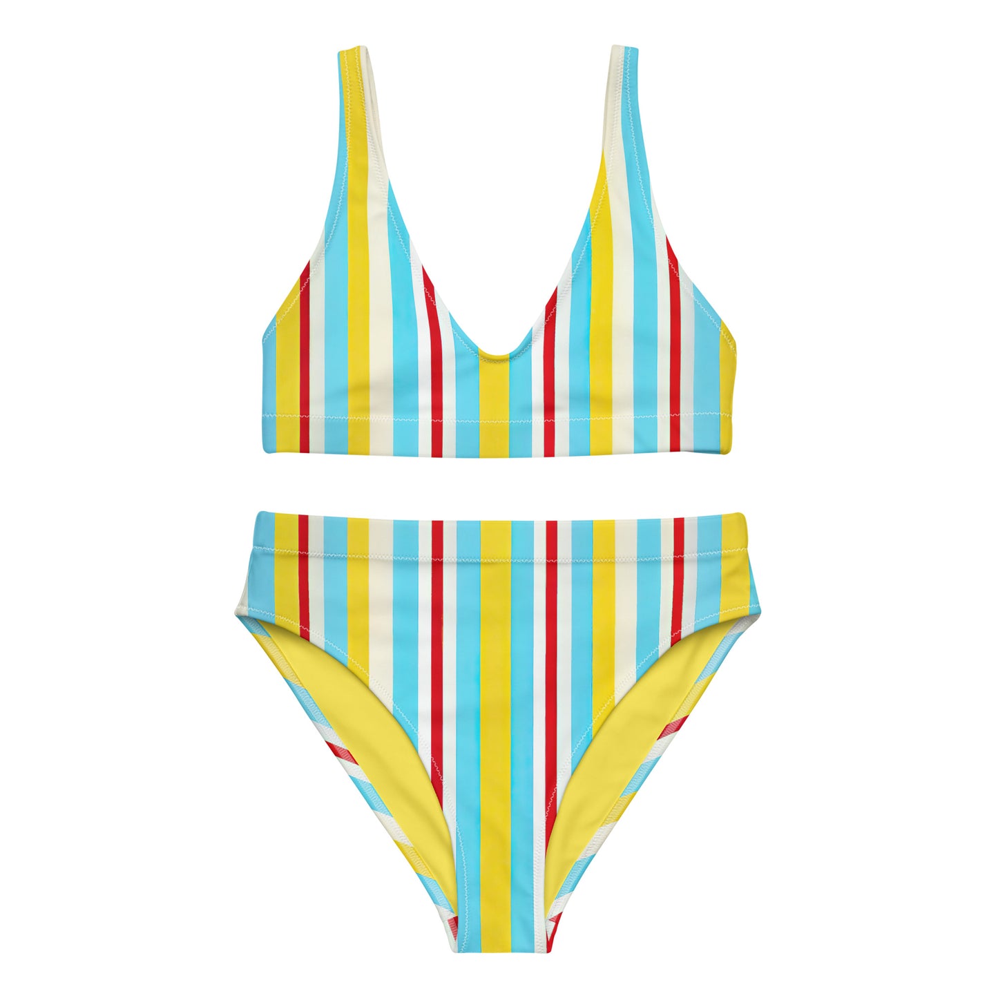 Color Block Linear Luxe High-Waisted Bikini 2 Pieces - Mila Beachwear