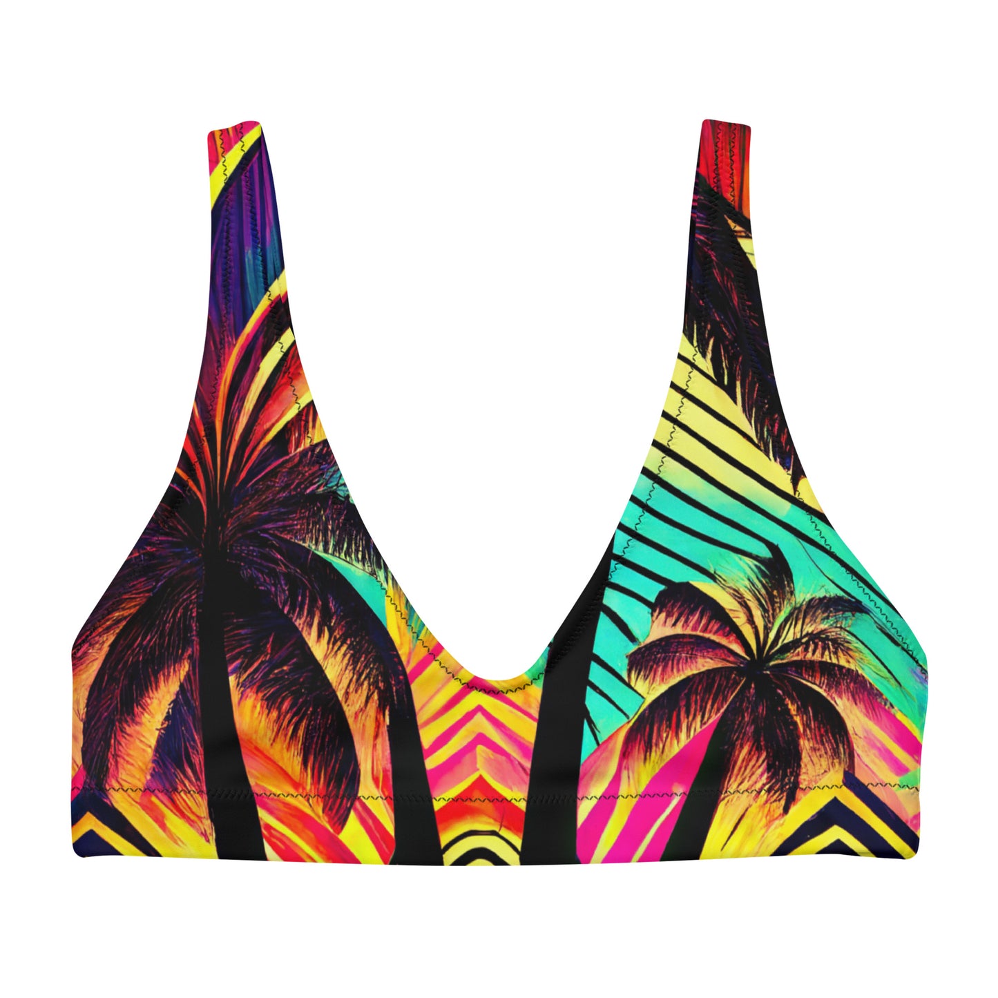 Psychedelic Tropical Palms Padded Bikini Top - Mila Beachwear